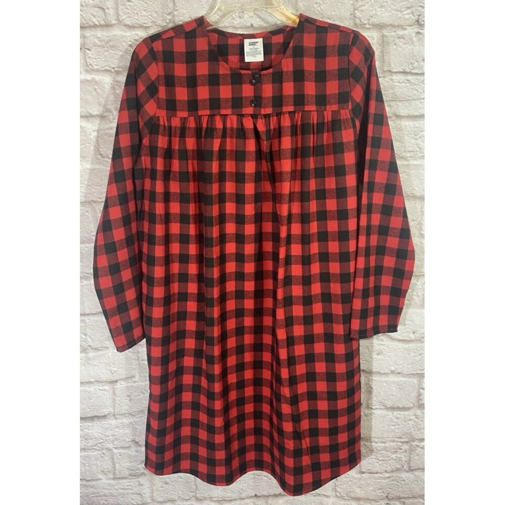 Lands End Girls Flannel Nightgown 16 Buffalo Plaid Flame‎ Resistant Holiday 2024